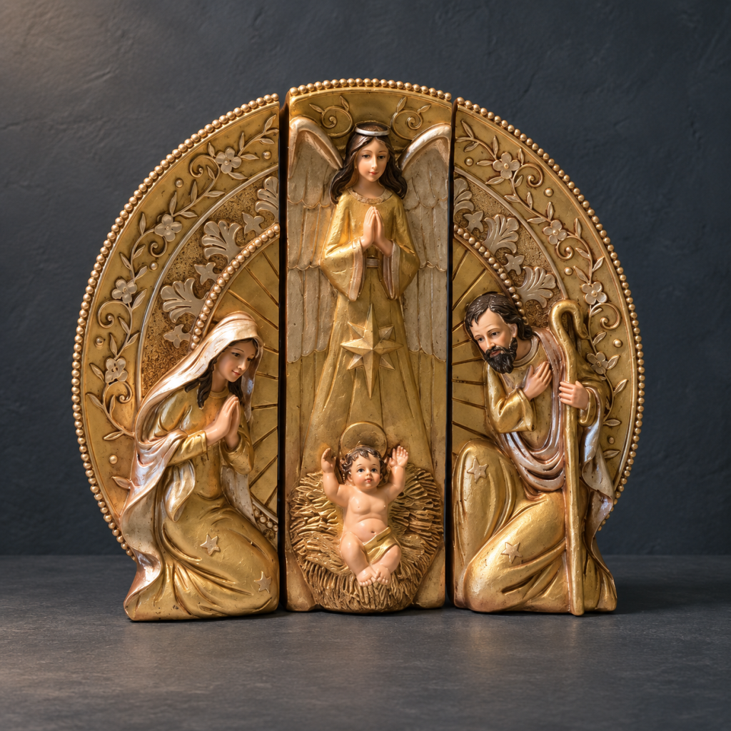Tríptico de la Sagrada Familia con Ángel de la Natividad · Italia